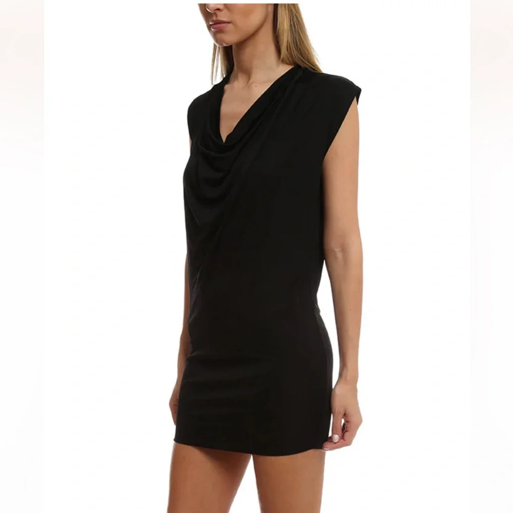 IRO Carrie Black Drape Front Sleeveless Club Party Mini Dress Except Cond Med